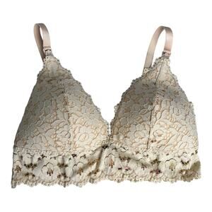 Momanda Lace Nursing Bra Bralette Wireless Padded Maternity 38C Butter Yellow